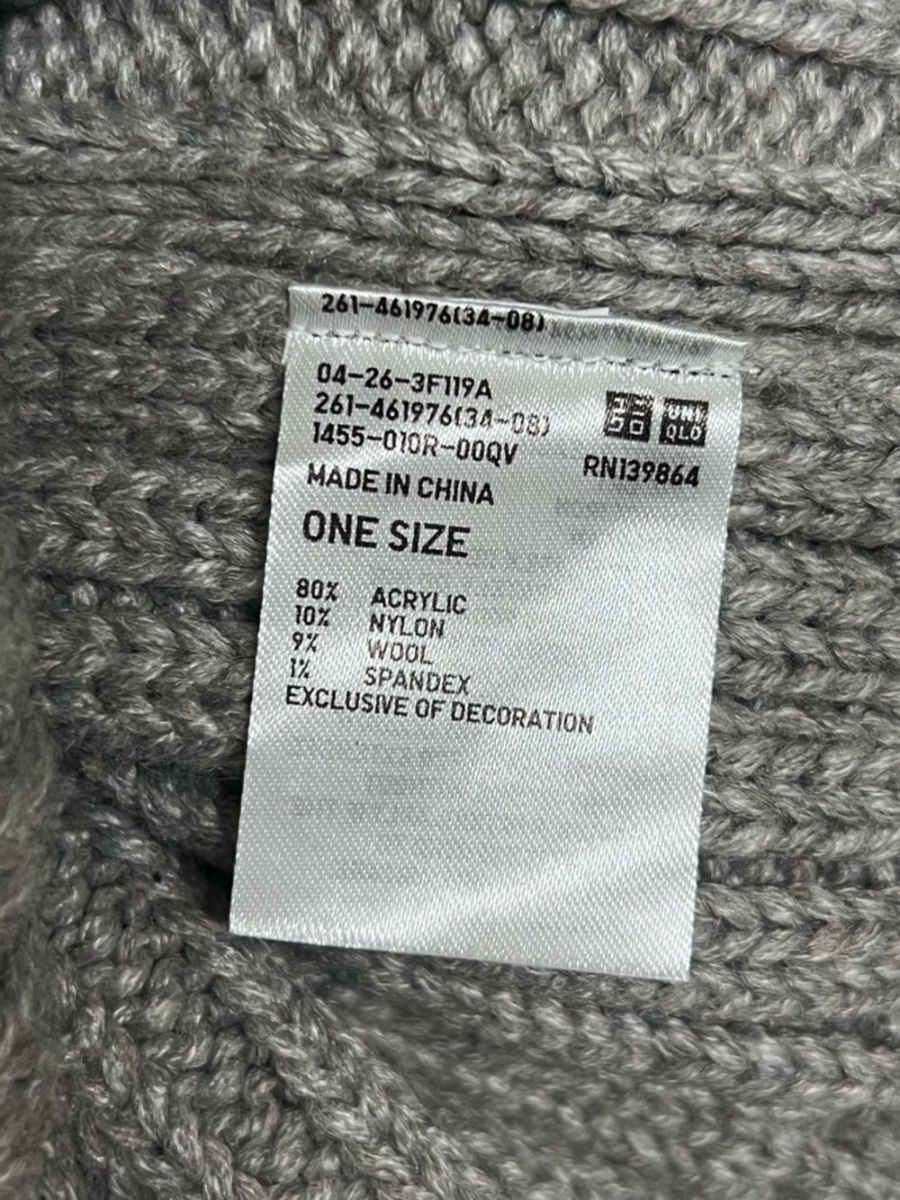 NEW Uniqlo x Anya Hindmarch Heattech Ribbed Grey Eyes Chunky Knit Beanie‎ - Picture 3 of 3